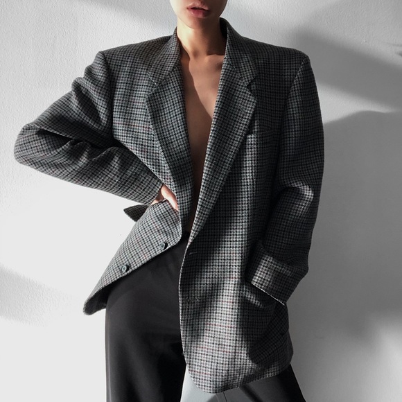 Pierre Balmain Jackets & Blazers - PIERRE BALMAIN Oversized Wool Houndstooth Blazer